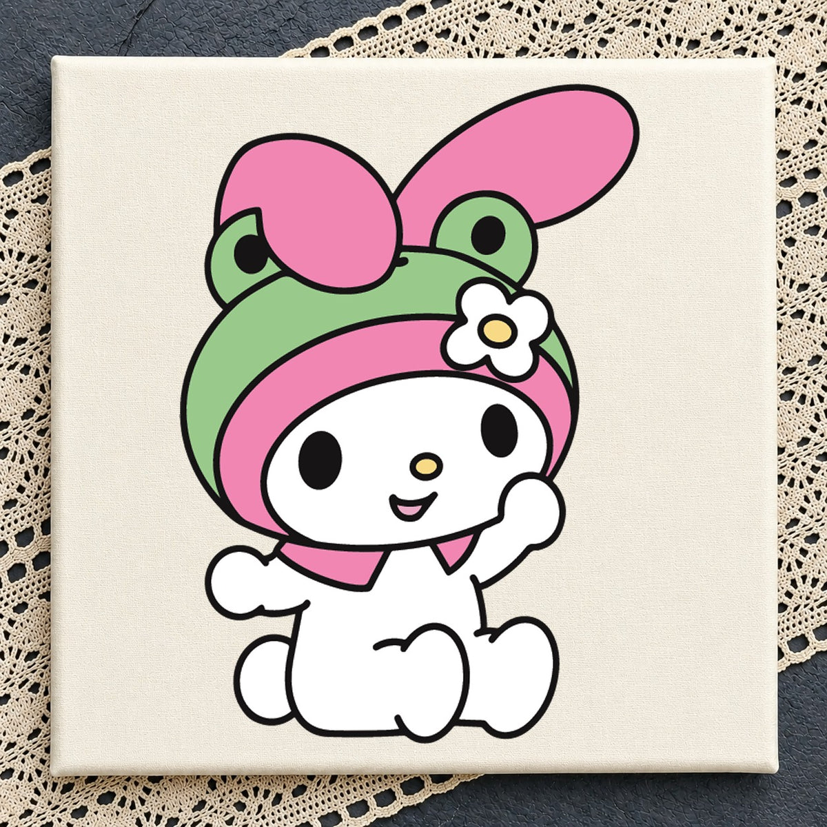 My Melody Frog Hat Flower SVG, Sanrio Cricut Cut File Design