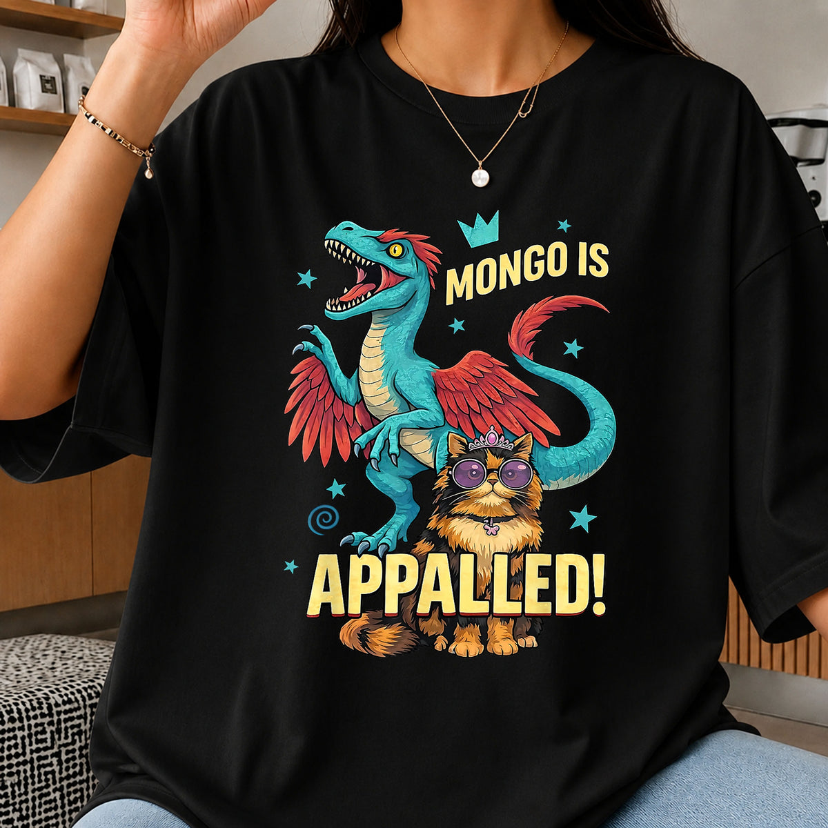 Mongo Is Appalled Dinosaur Cat Funny Quote PNG
