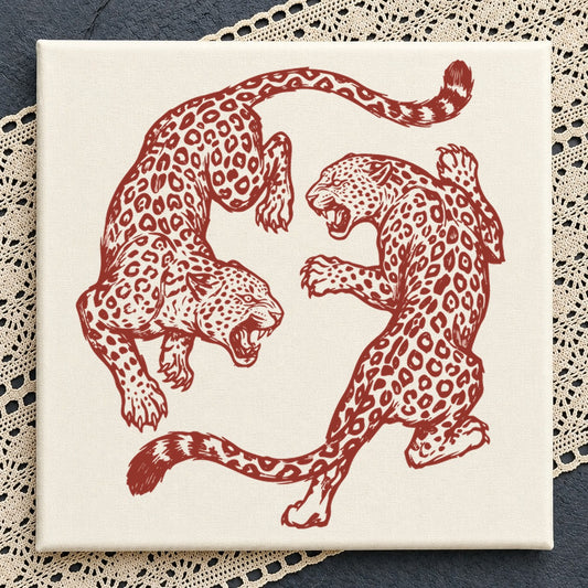 Two Leopards Fighting Wild Cat SVG, Cricut Animal Clipart