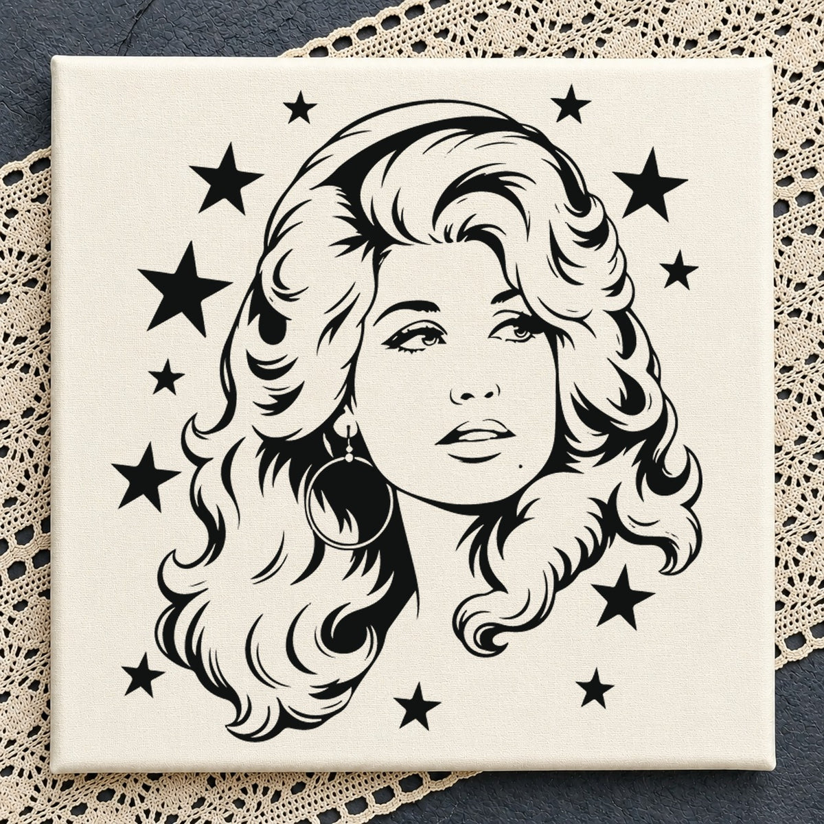 Dolly Parton Portrait Stars SVG, Country Music Cricut File