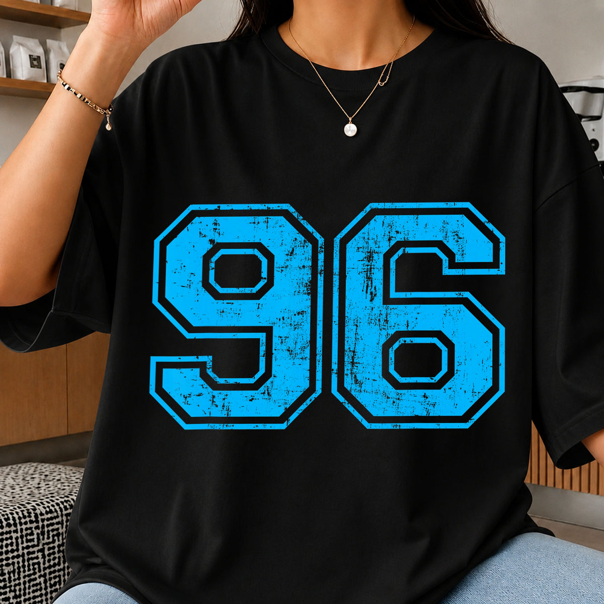Number 96 Distressed Varsity Grunge Sport Jersey PNG