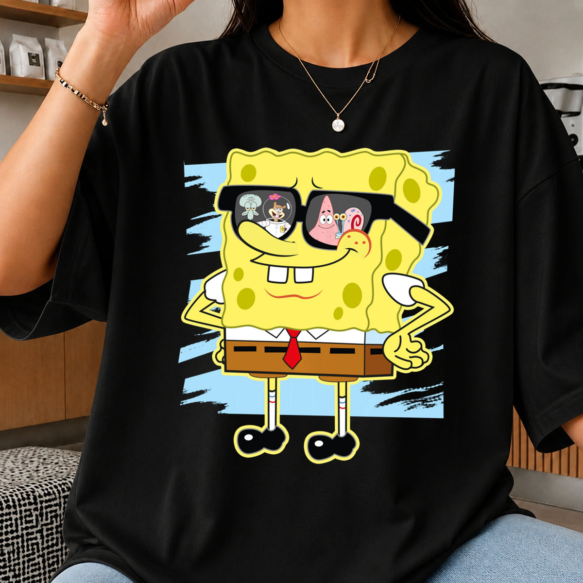 Spongebob Squarepants Cool Sunglasses Friends Reflection PNG