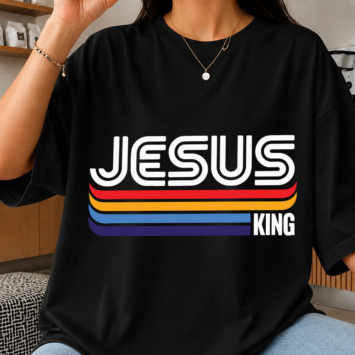 Jesus King Retro Stripes SVG, Cricut Cut File Design Clipart