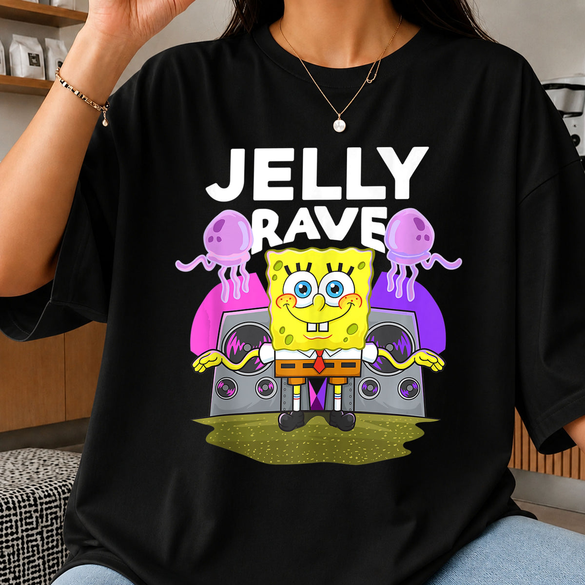 Spongebob Jelly Rave Jellyfish DJ Party Clipart PNG