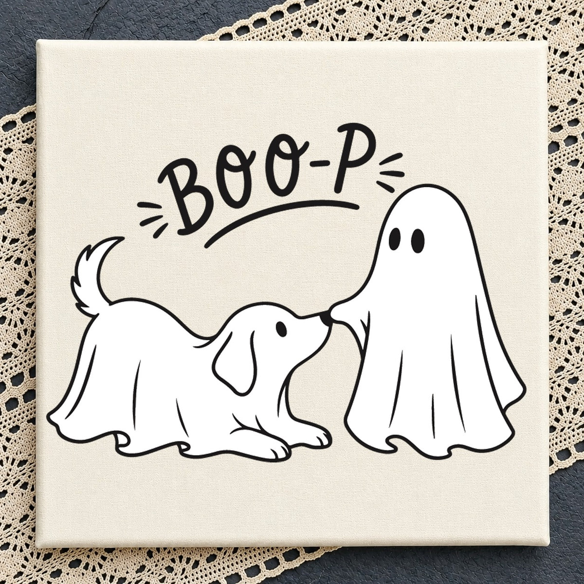 Boo-P Ghost Dog Halloween, Cute Dog Booping Ghost Nose, Halloween File