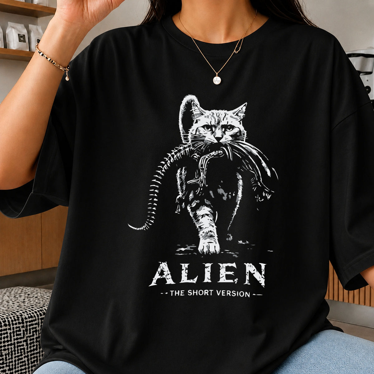 Alien The Short Version Cat SVG, Funny Horror Clipart