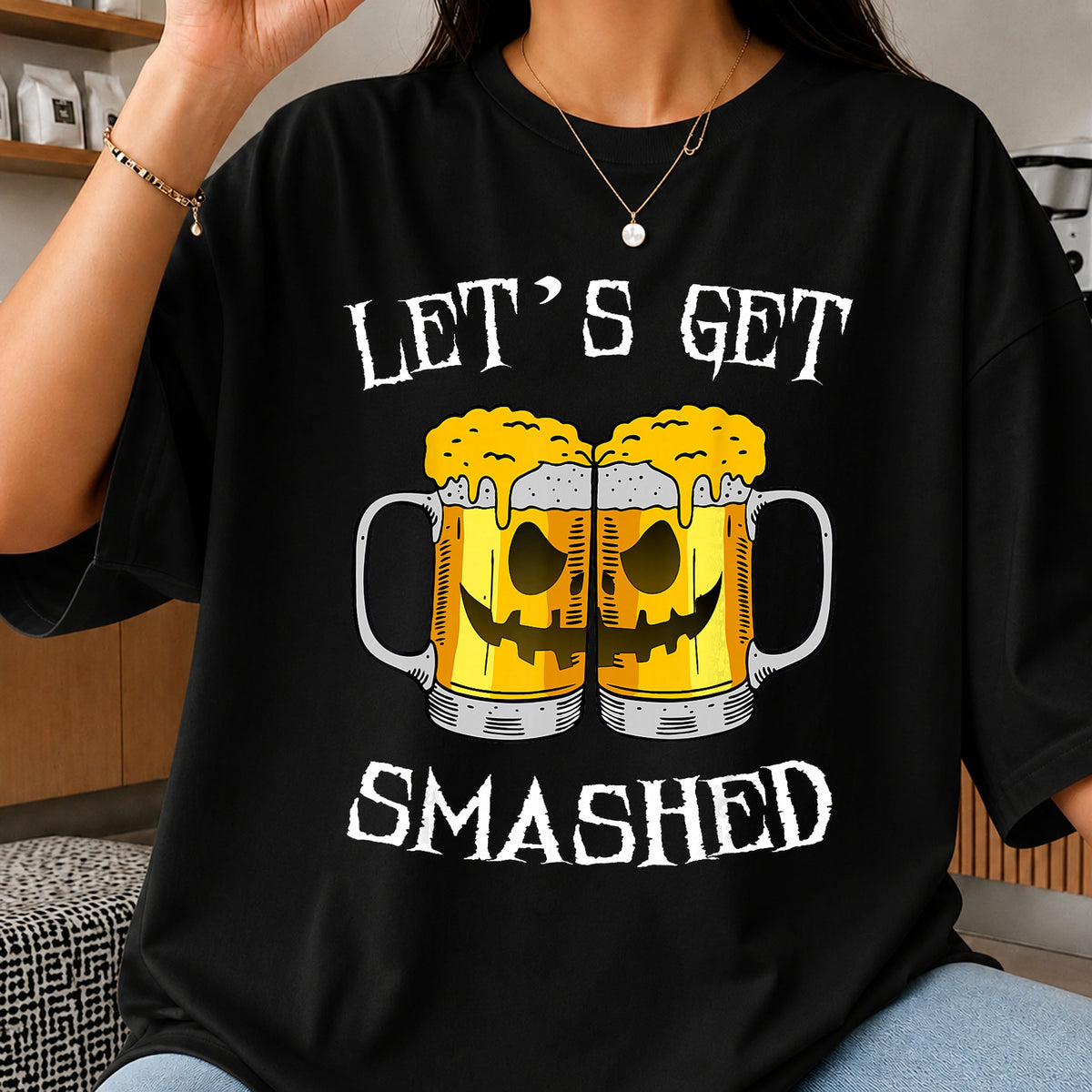 Let's Get Smashed Halloween Beer Mugs Clipart PNG