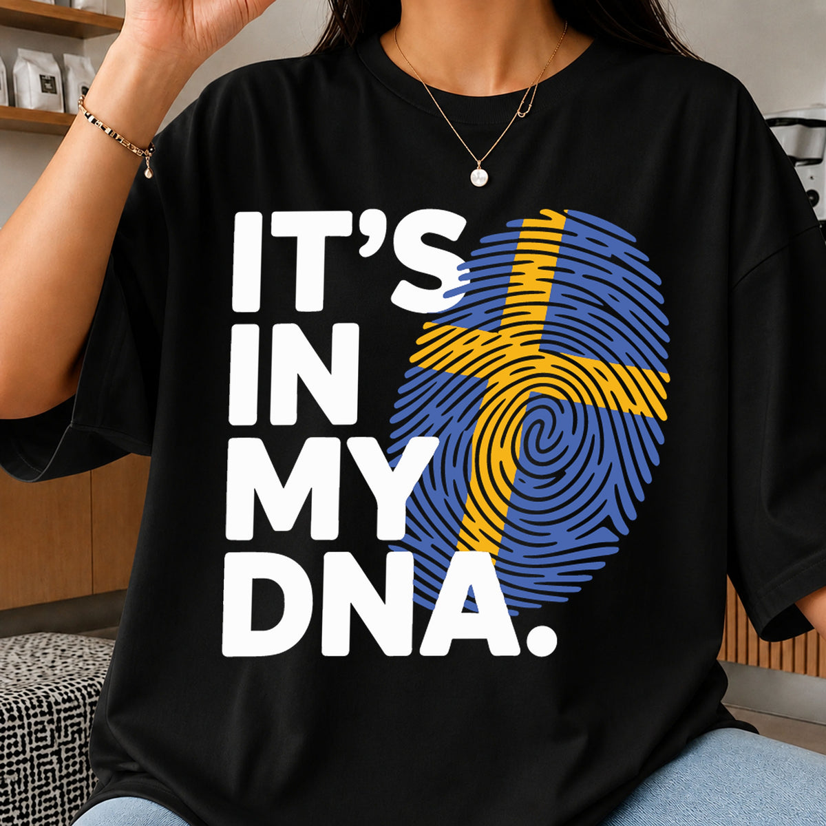Sweden It's In My DNA Fingerprint Heart Flag PNG