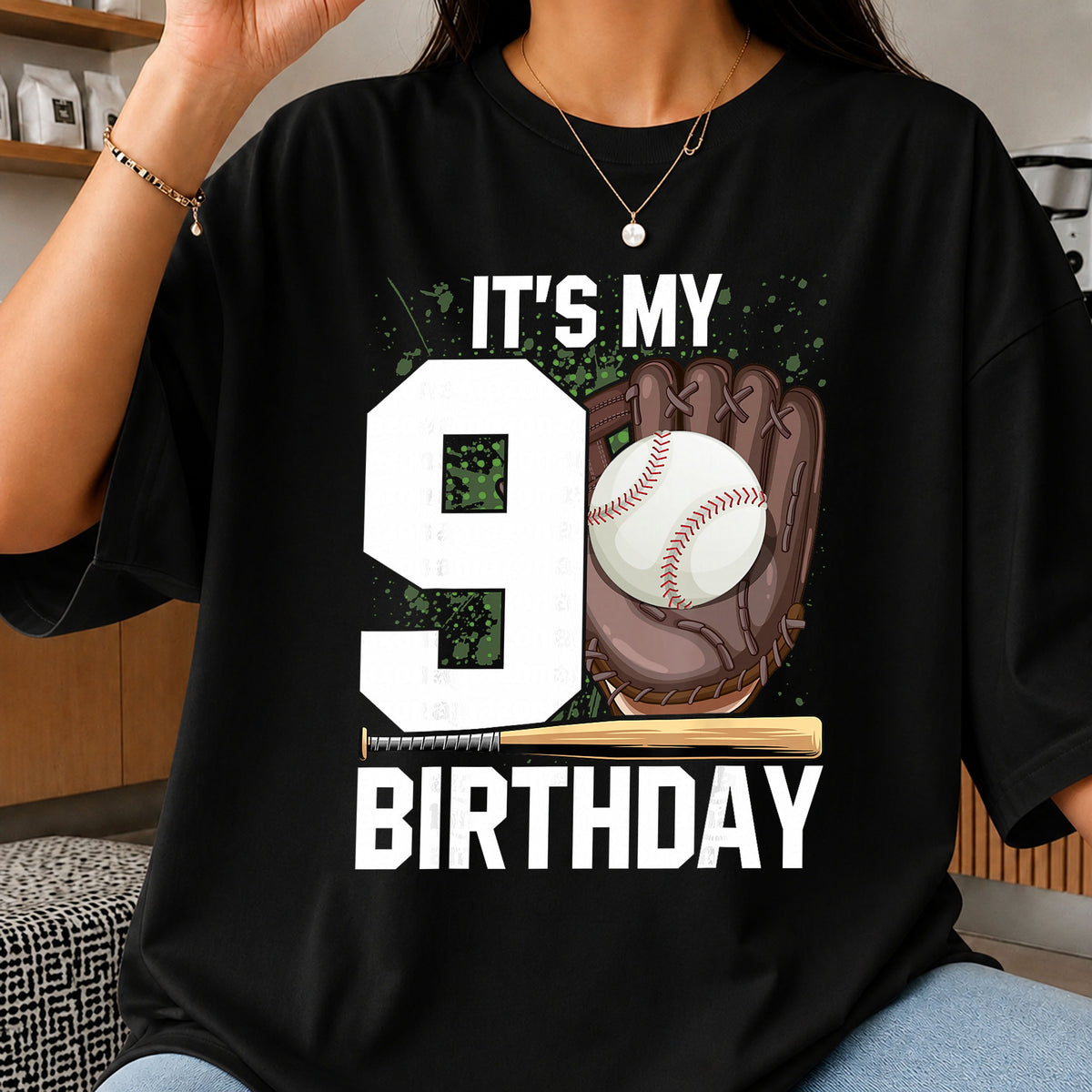 It's My 9th Birthday Baseball Glove Bat Clipart PNG