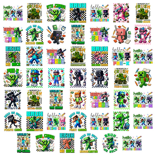 Minecraft Back to School Grade Bundle PNG | SvgBundleHub