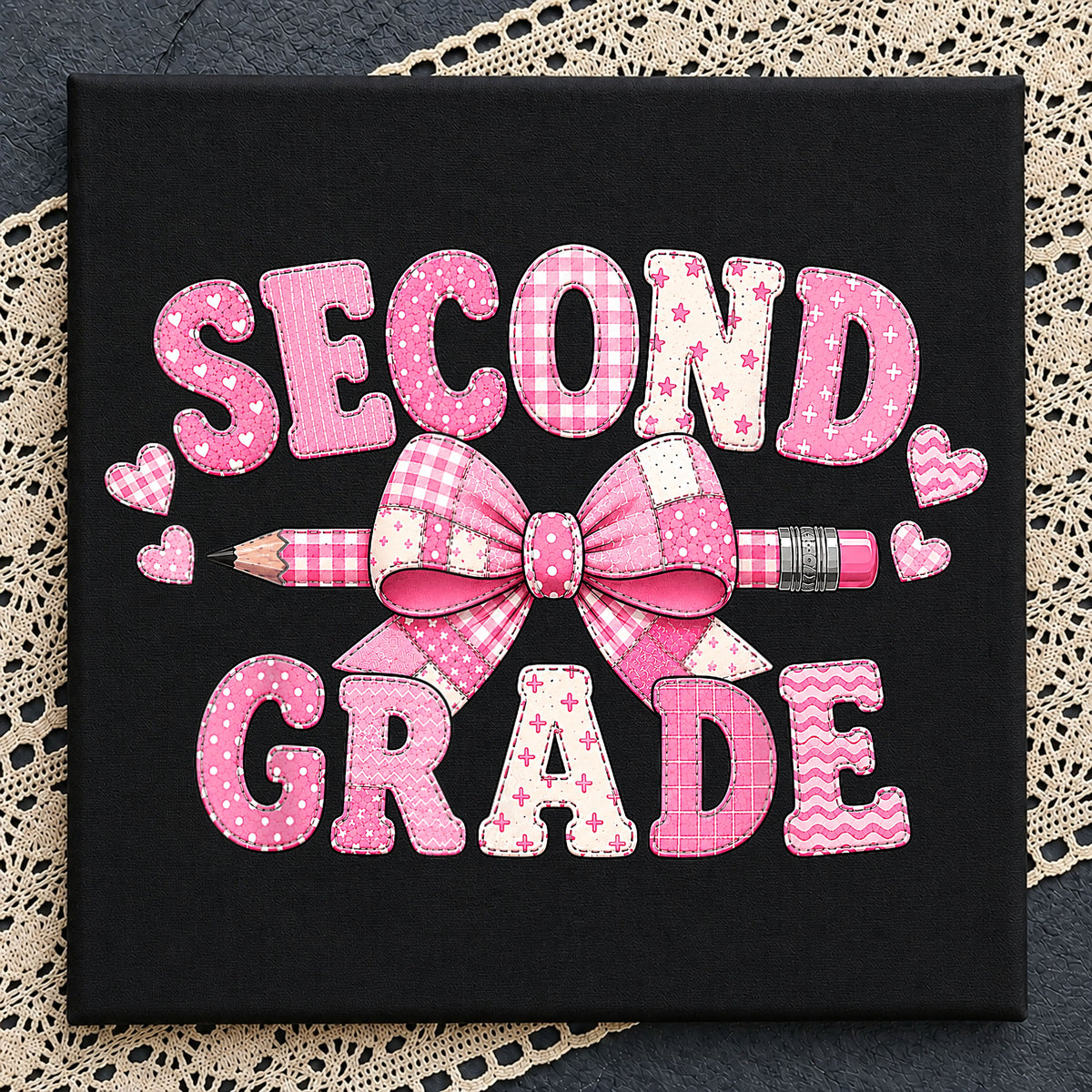 Pink Bow Second Grade PNG, Cute Teacher Gift PNG, 2nd Grade PNG