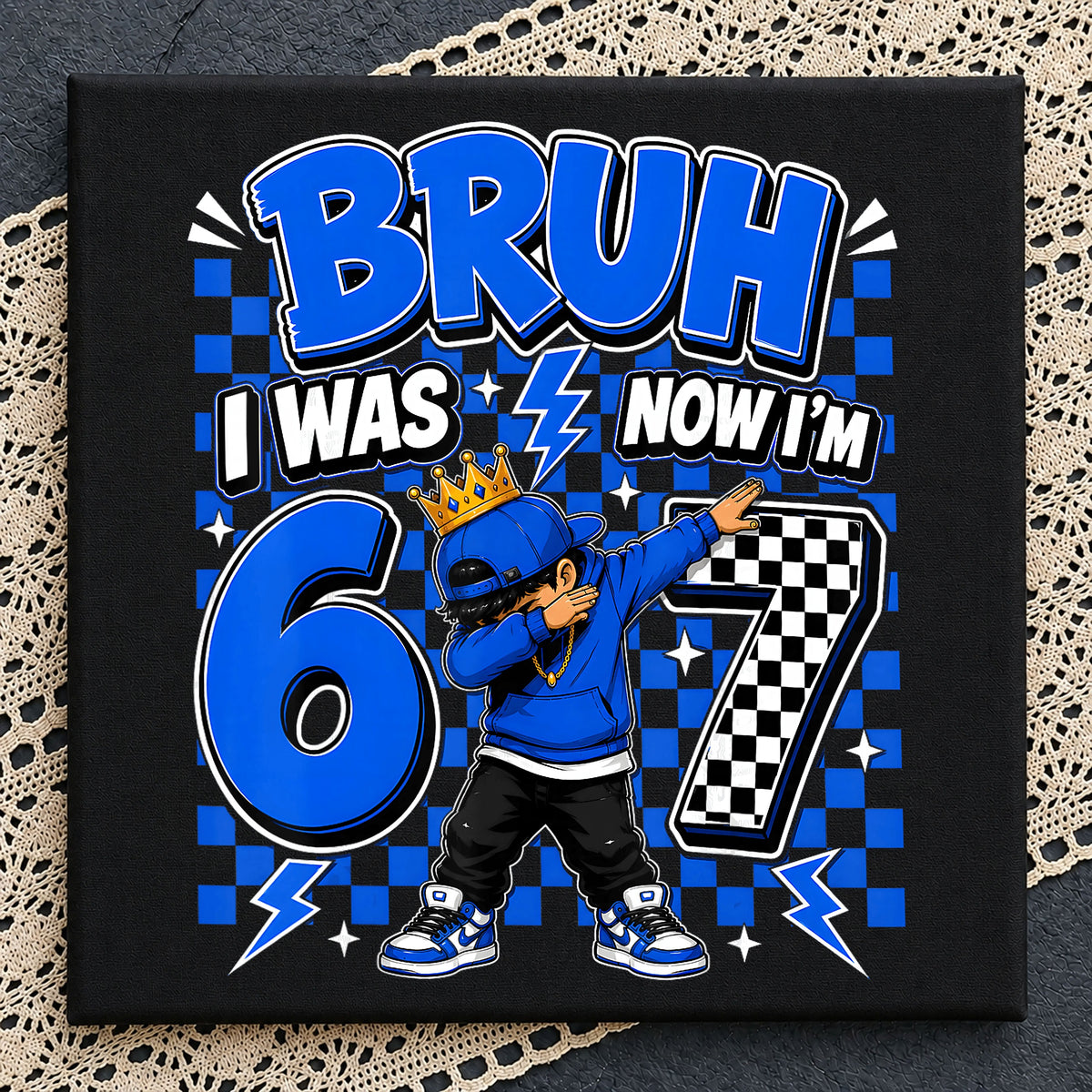 Bruh I Was 6 Now Im 7 PNG, 7th Birthday Boy PNG, Dabbing Kid PNG