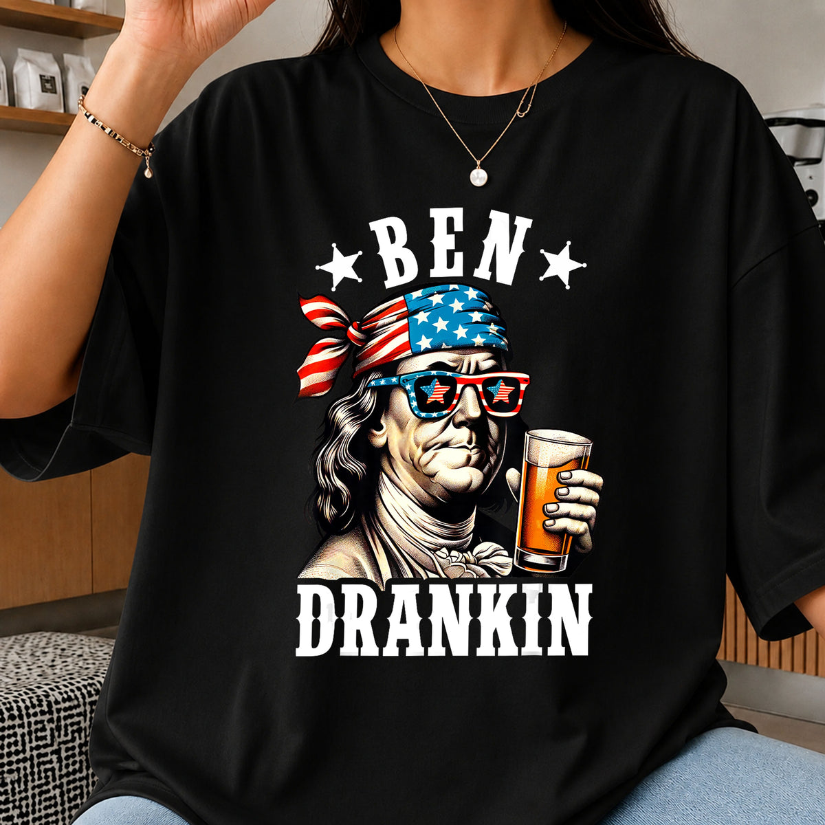 Ben Drankin Funny 4th Of July Beer Drinking PNG