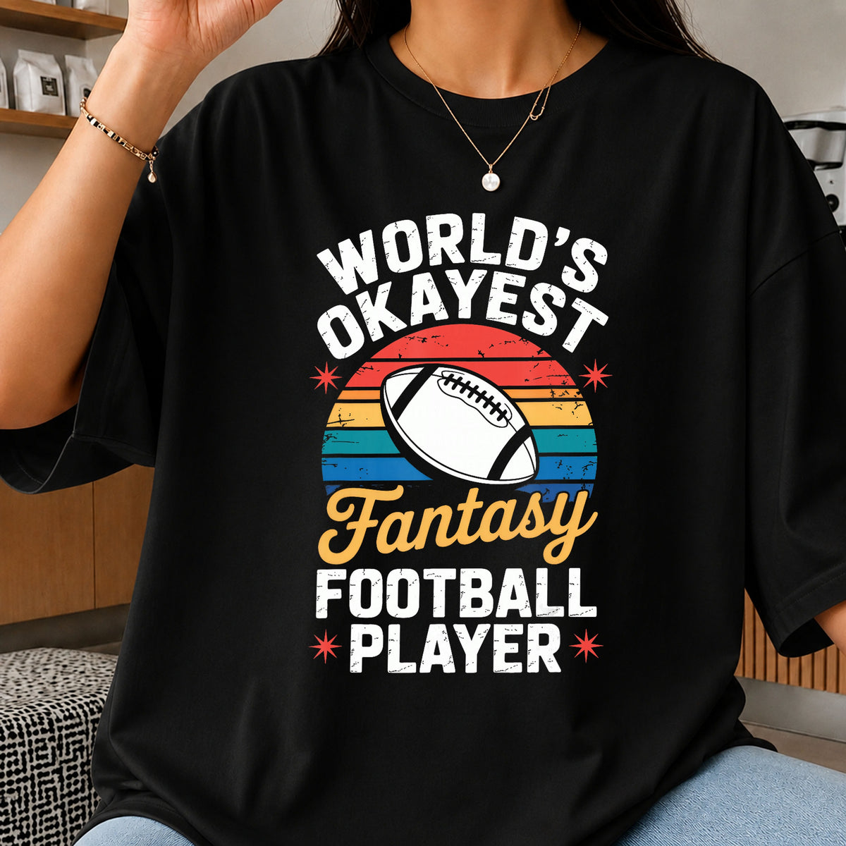 World's Okayest Fantasy Football Player Retro PNG