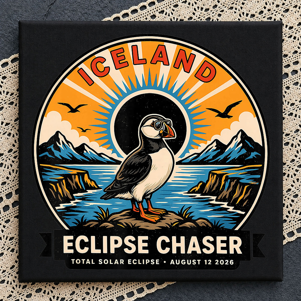 Iceland Eclipse Chaser PNG, Total Solar Eclipse 2026, Puffin PNG