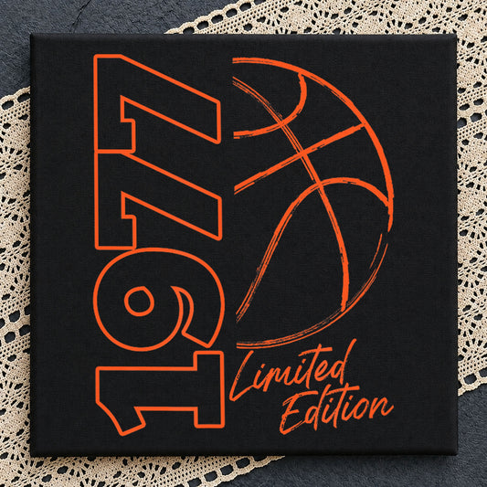 1977 Limited Edition Basketball Clipart, Orange Retro Bold Year Grunge