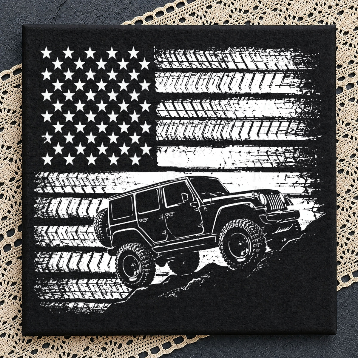 American Flag Off Road Jeep PNG, Patriotic 4x4 Truck, USA PNG