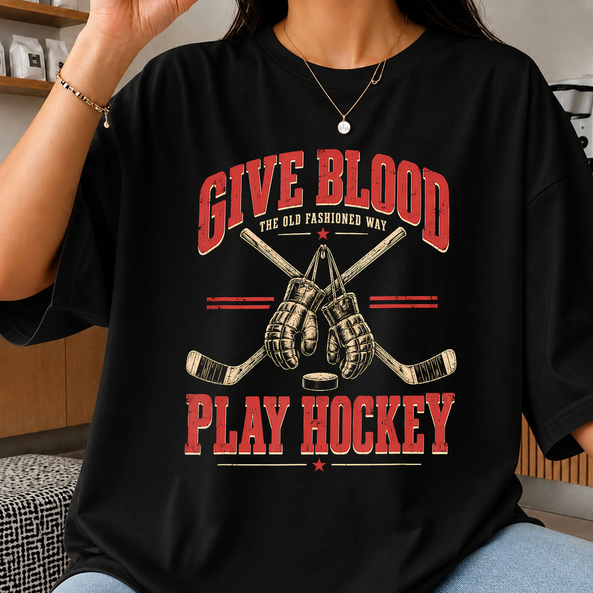 Give Blood Play Hockey The Old Fashioned Way PNG