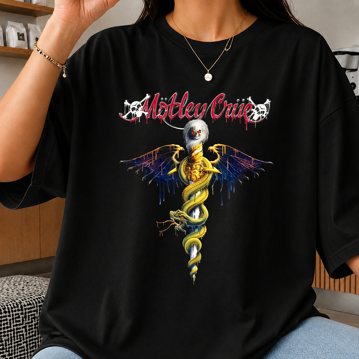 Motley Crue Dr Feelgood Snake Skull Wing Rock PNG