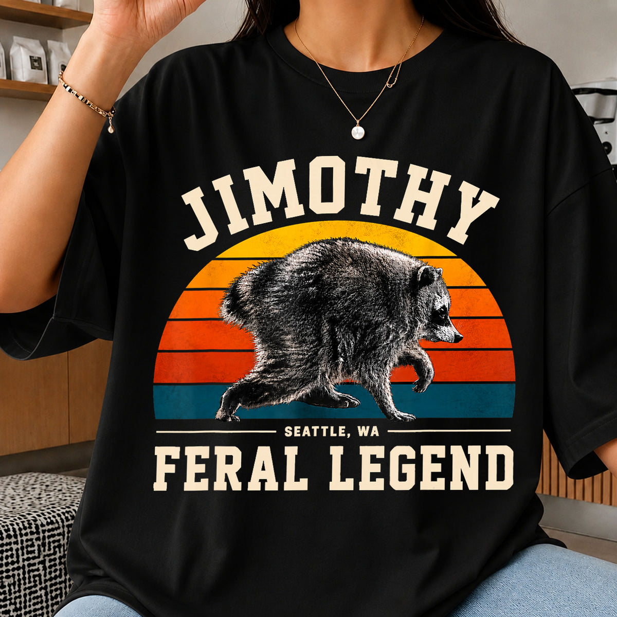 Jimothy Raccoon Feral Legend Seattle Retro Vintage PNG