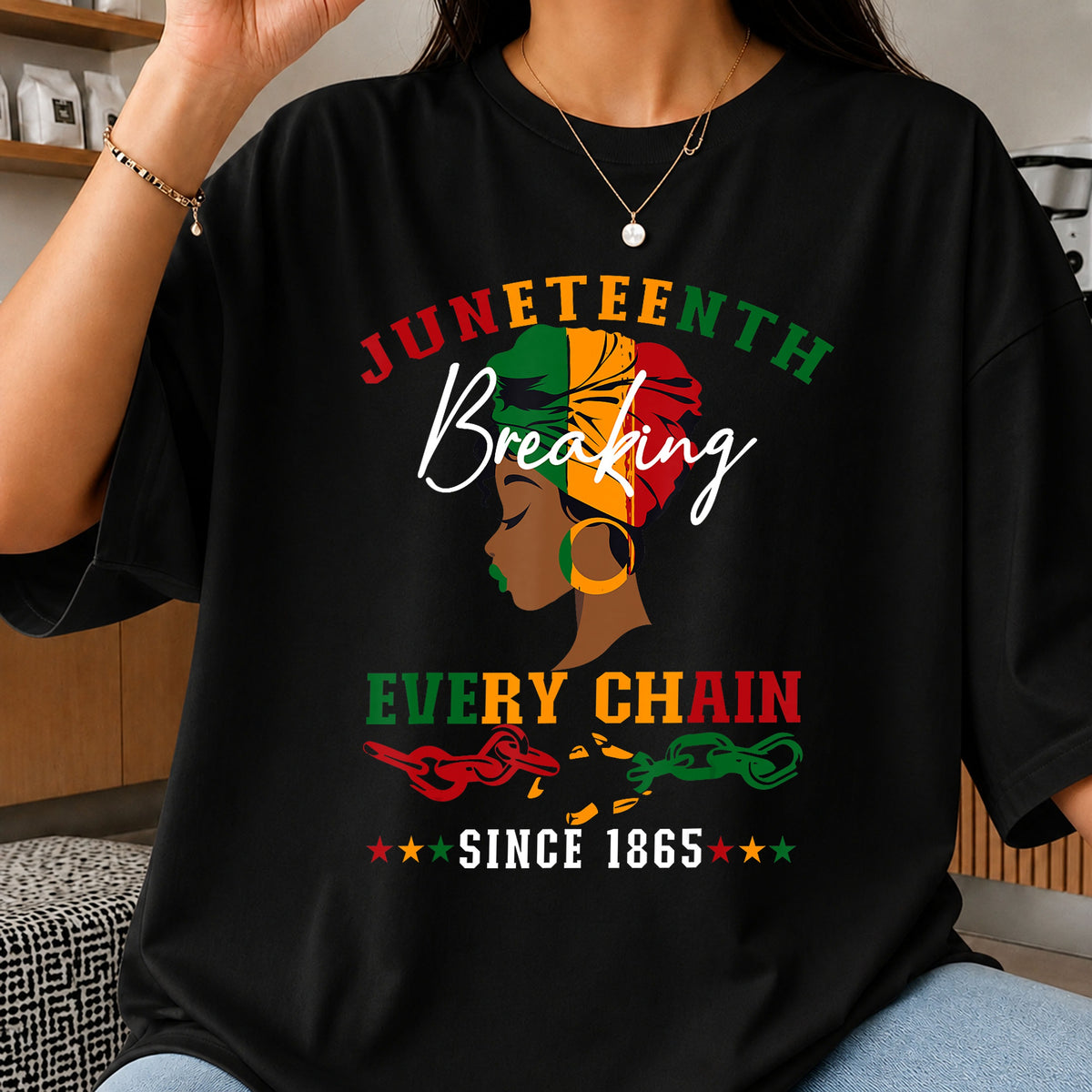 Juneteenth Breaking Every Chain Since 1865 Black Woman PNG
