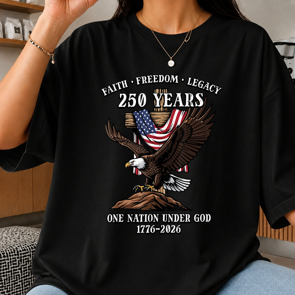 250 Years One Nation Under God Eagle American Flag PNG