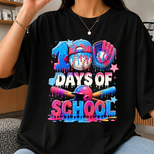 100 Days Of School Baseball Drip Colorful PNG