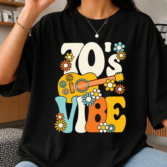 70s Vibe Retro Groovy Guitar Floral Cricut File SVG
