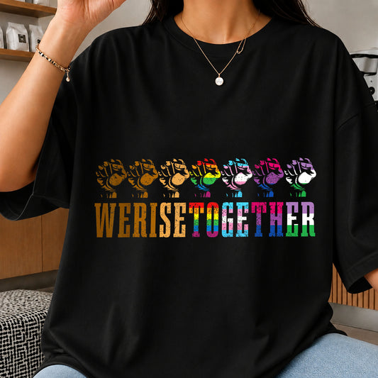 We Rise Together LGBT Pride Fist Rainbow Unity PNG