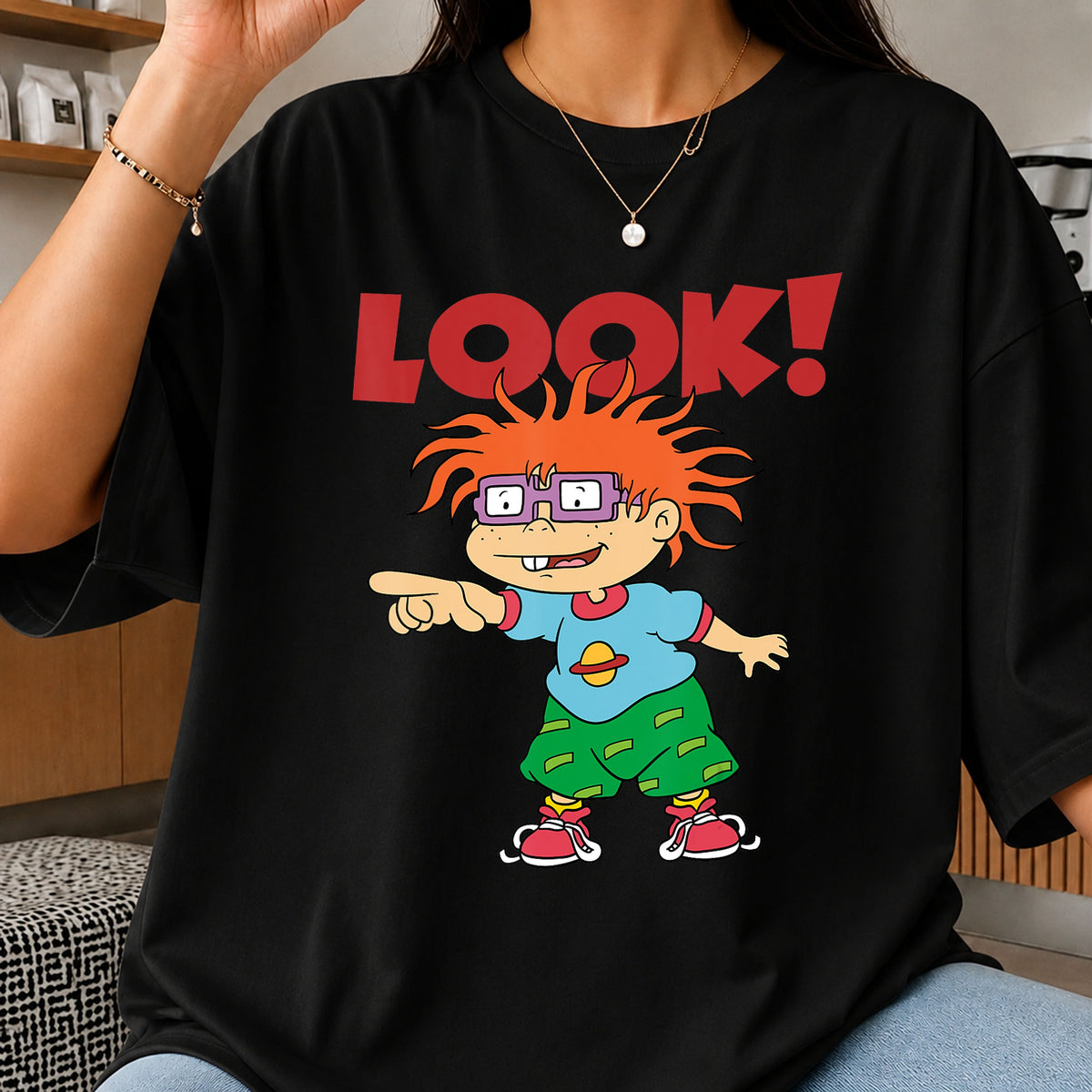 Chuckie Finster Look Pointing Rugrats Cartoon PNG