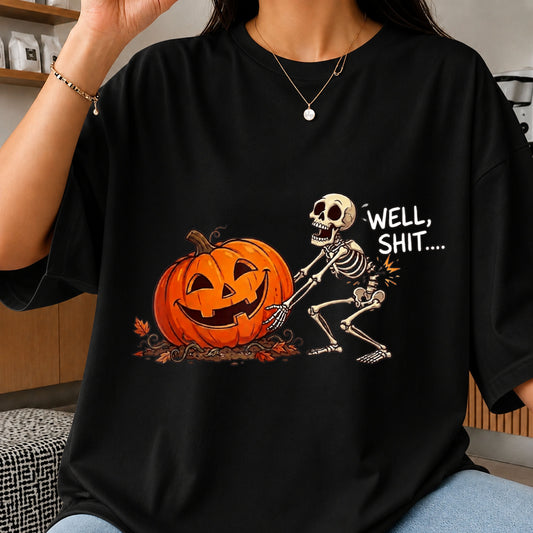 Well Shit Skeleton Pumpkin Halloween Funny Quote PNG