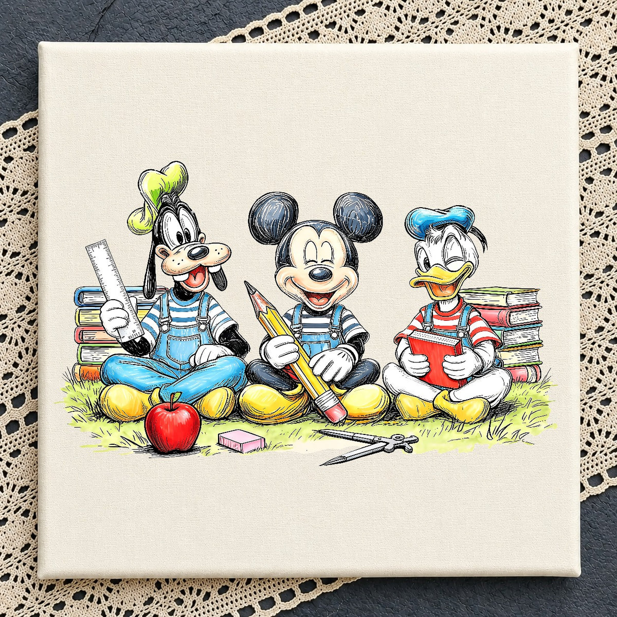 Mickey Goofy Donald Back to School PNG | SvgBundleHub