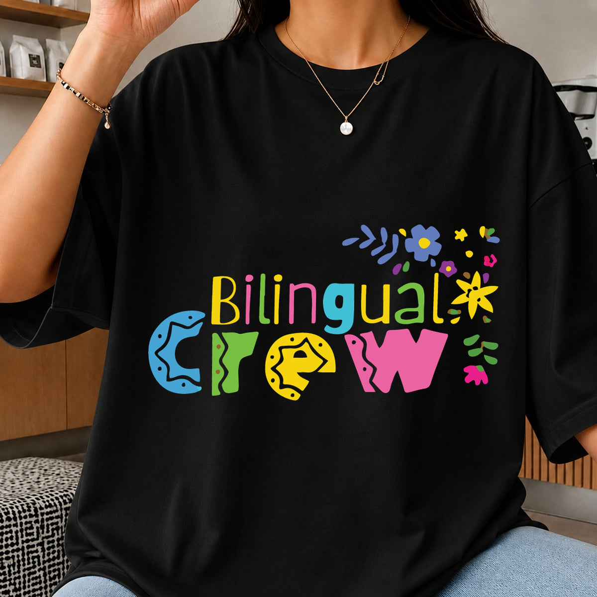 Bilingual Crew SVG, Colorful Floral Teacher Cricut Clipart