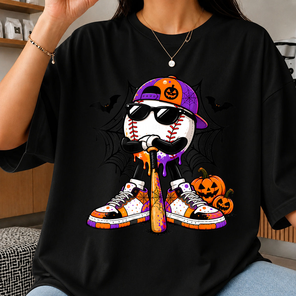 Halloween Baseball Character Drip Sneakers Clipart PNG