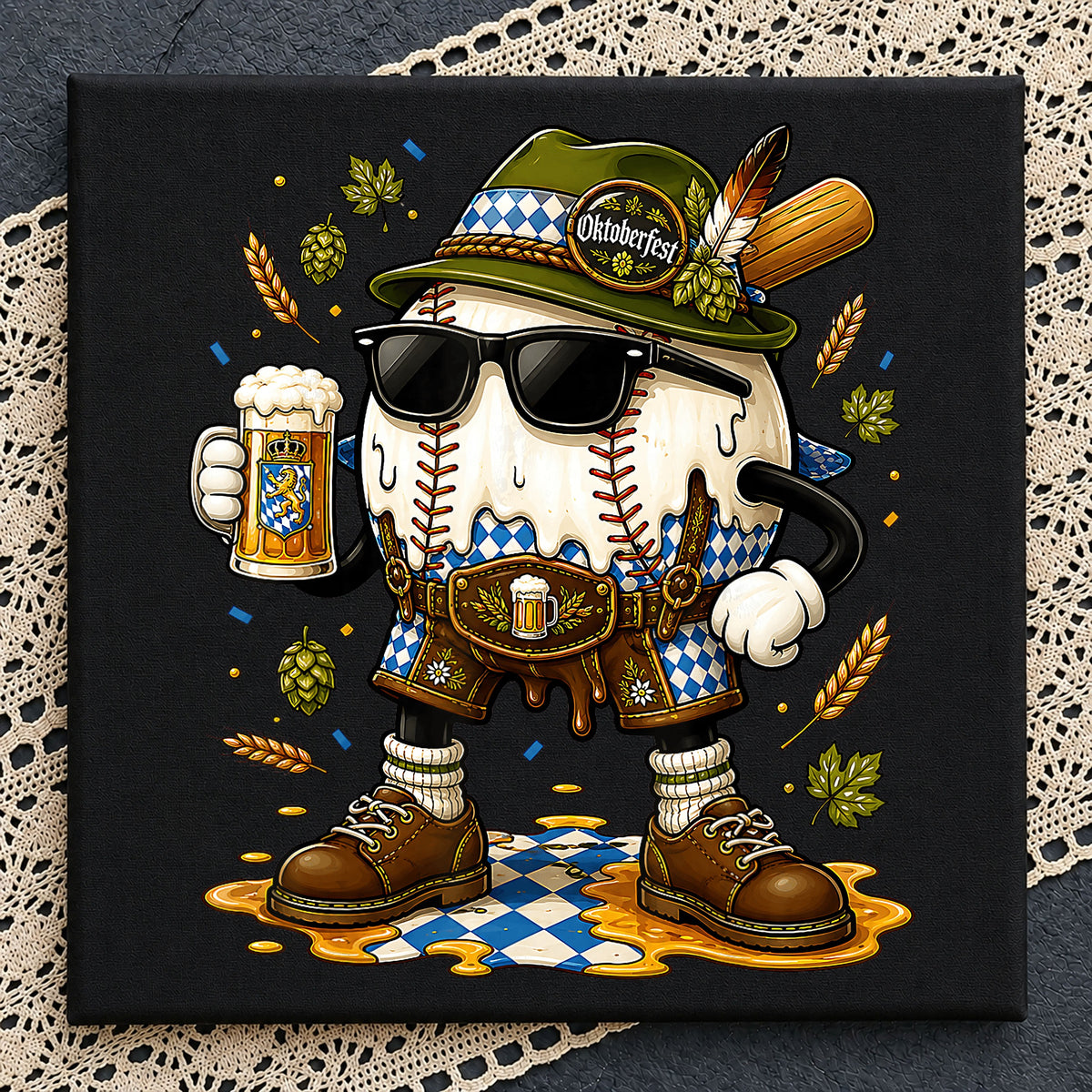 Baseball Oktoberfest PNG, Beer Drinking Baseball PNG, Funny German PNG