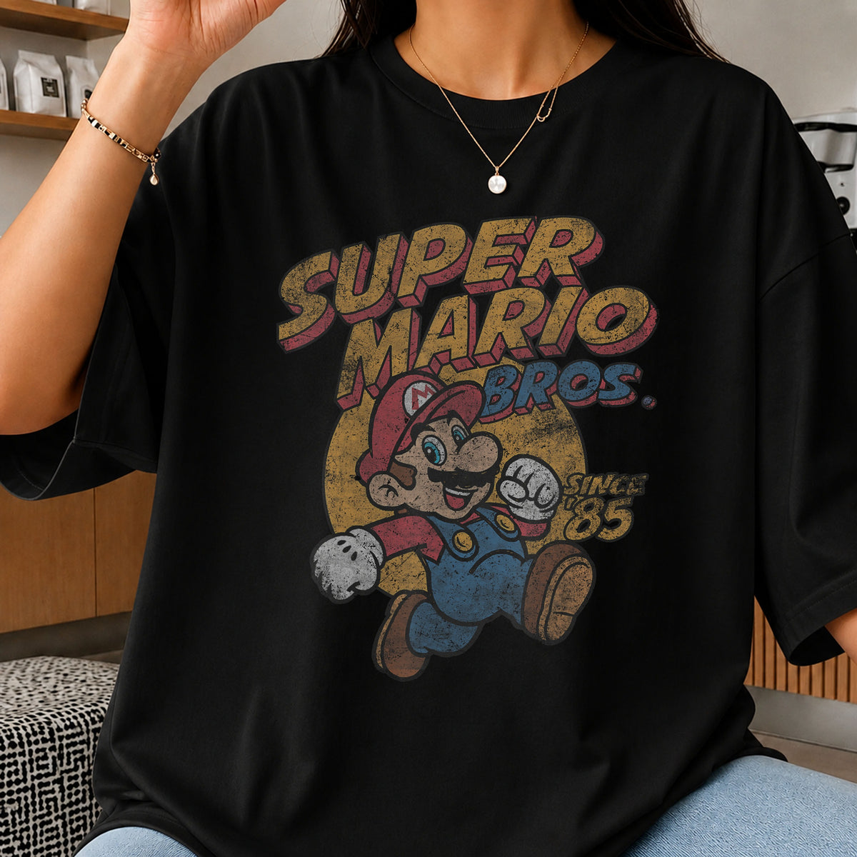 Super Mario Bros Since 85 Retro Vintage Distressed PNG
