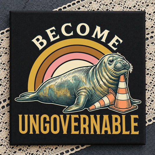 Ungovernable Seal Meme PNG, Funny Seal Traffic Cone PNG, Vintage PNG