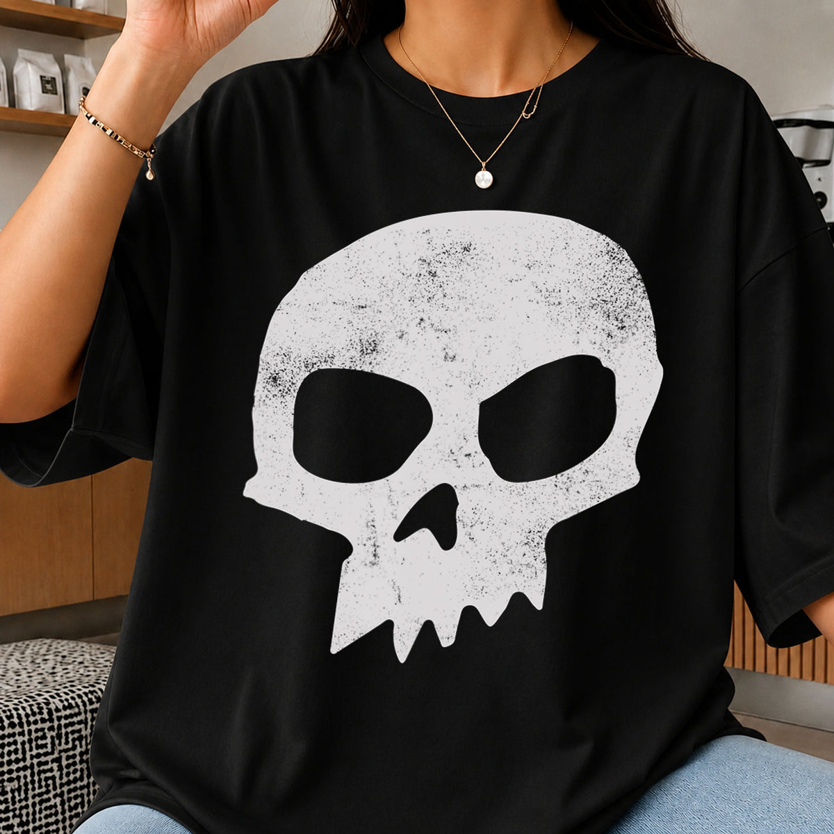 Distressed Grunge Skull PNG, Funny Quote Sublimation Clipart