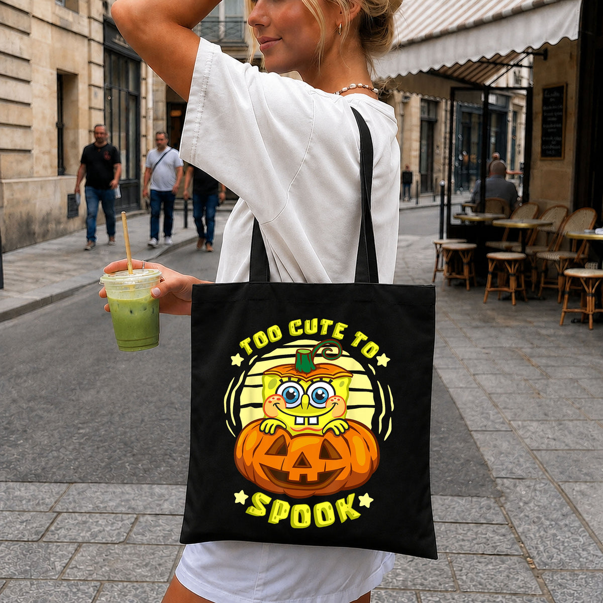 Spongebob Too Cute To Spook Halloween Pumpkin PNG