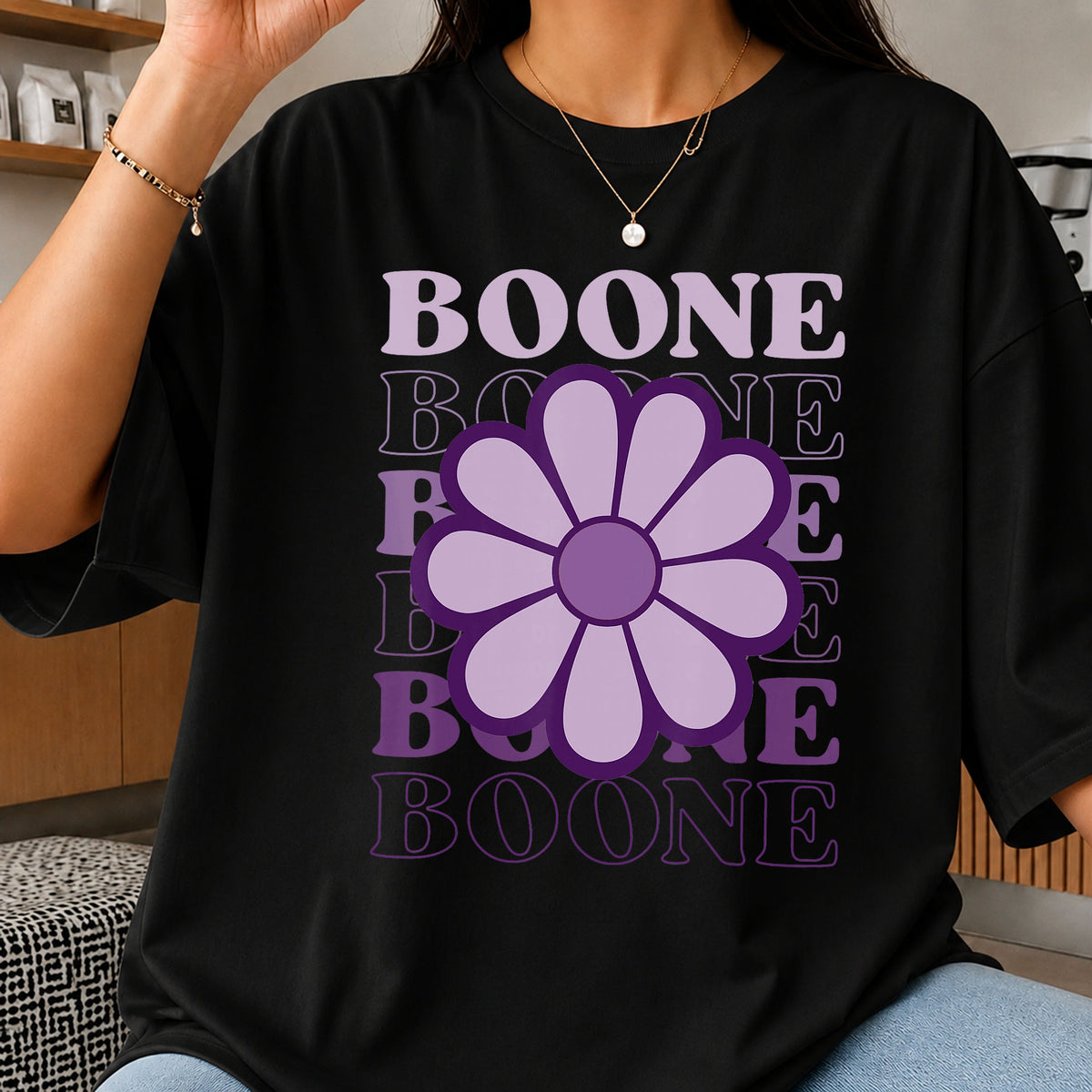 Boone Stacked Flower PNG, Retro Daisy Design PNG, Groovy PNG