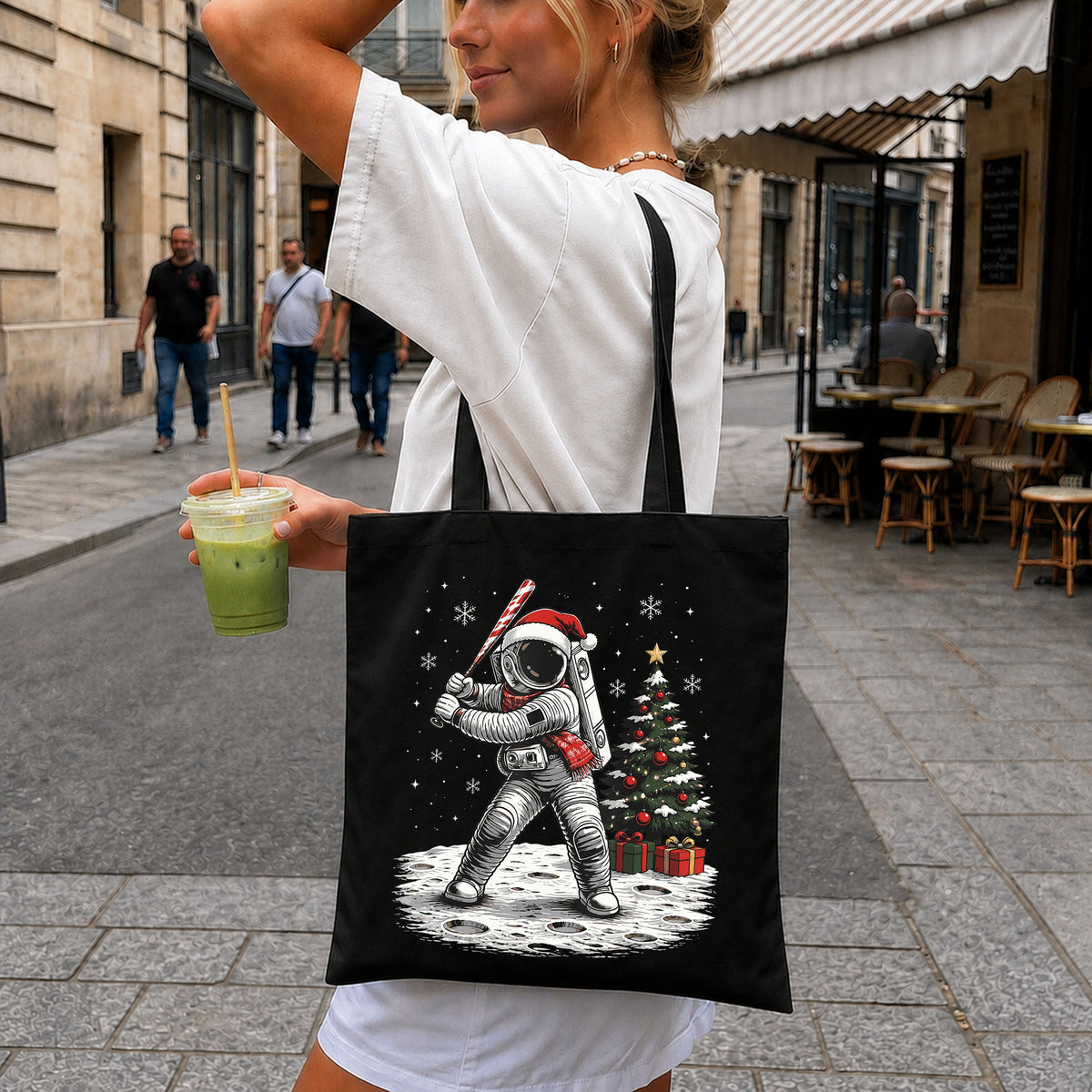 Christmas Astronaut Baseball Batter Santa Hat Moon PNG