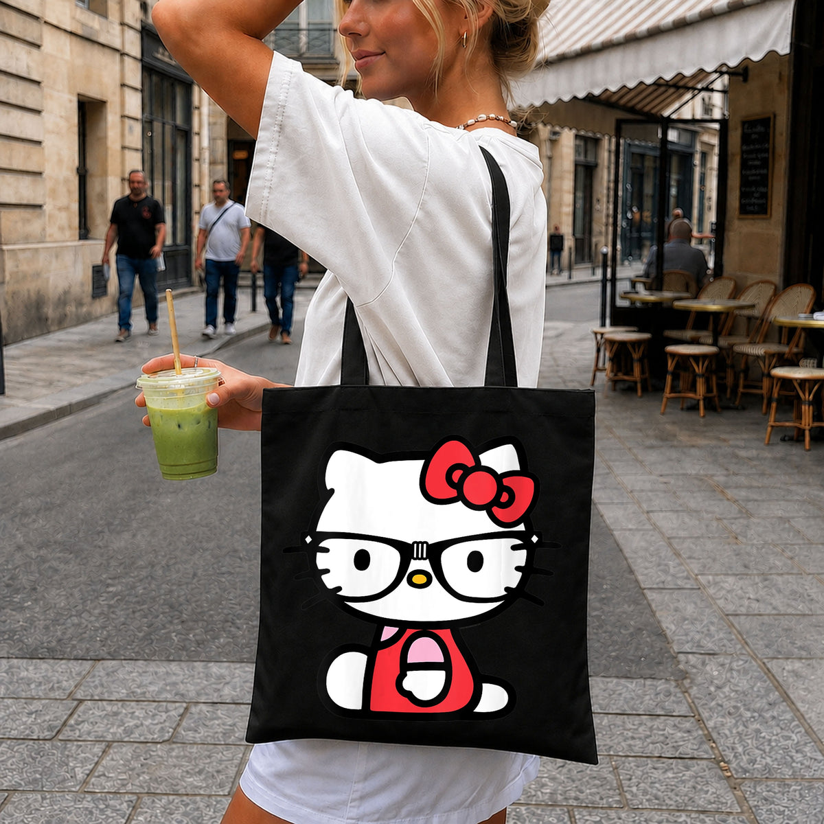 Hello Kitty Nerd Glasses Sitting Red Bow Sanrio PNG