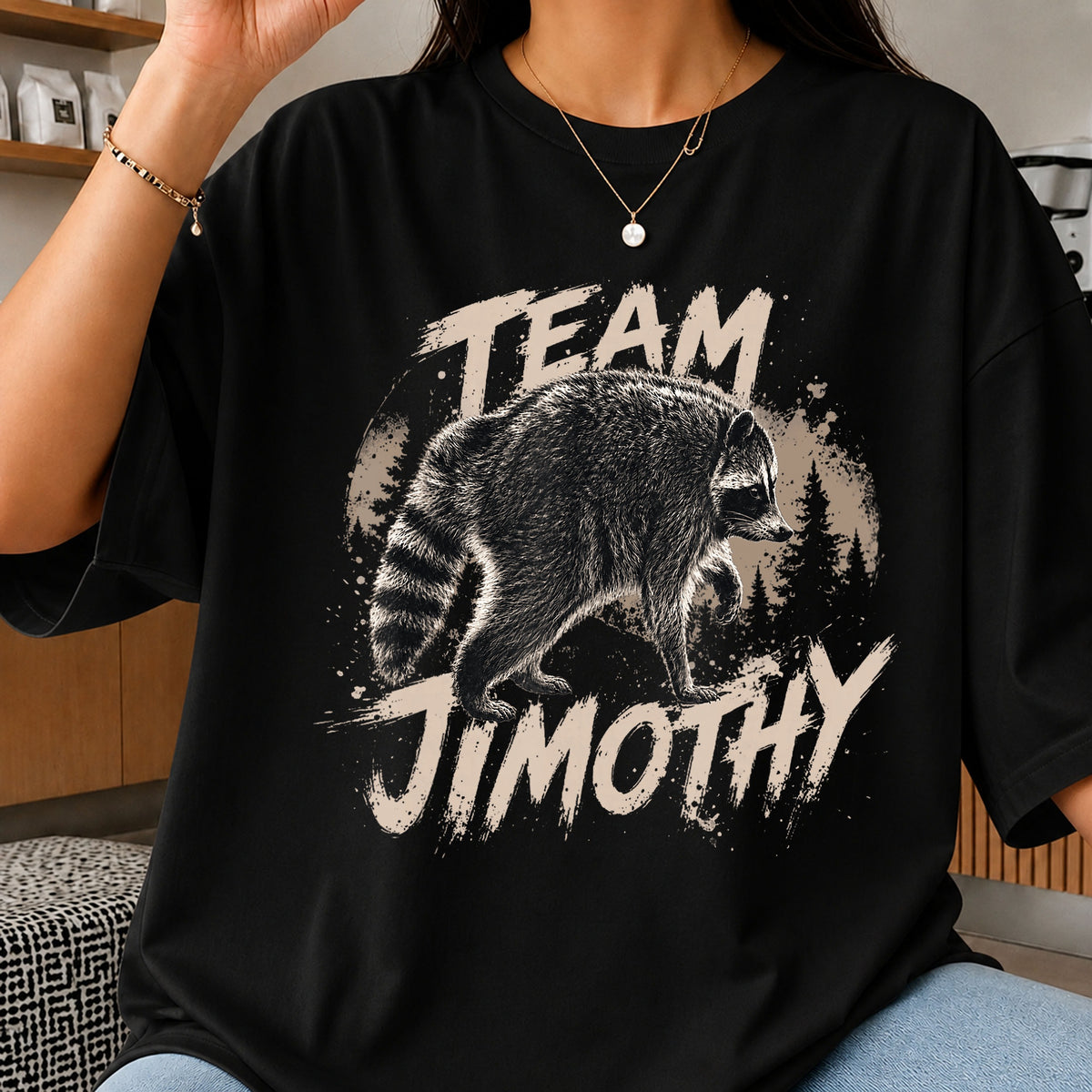 Team Jimothy PNG, Raccoon Graphic Tee Design, Funny Raccoon PNG