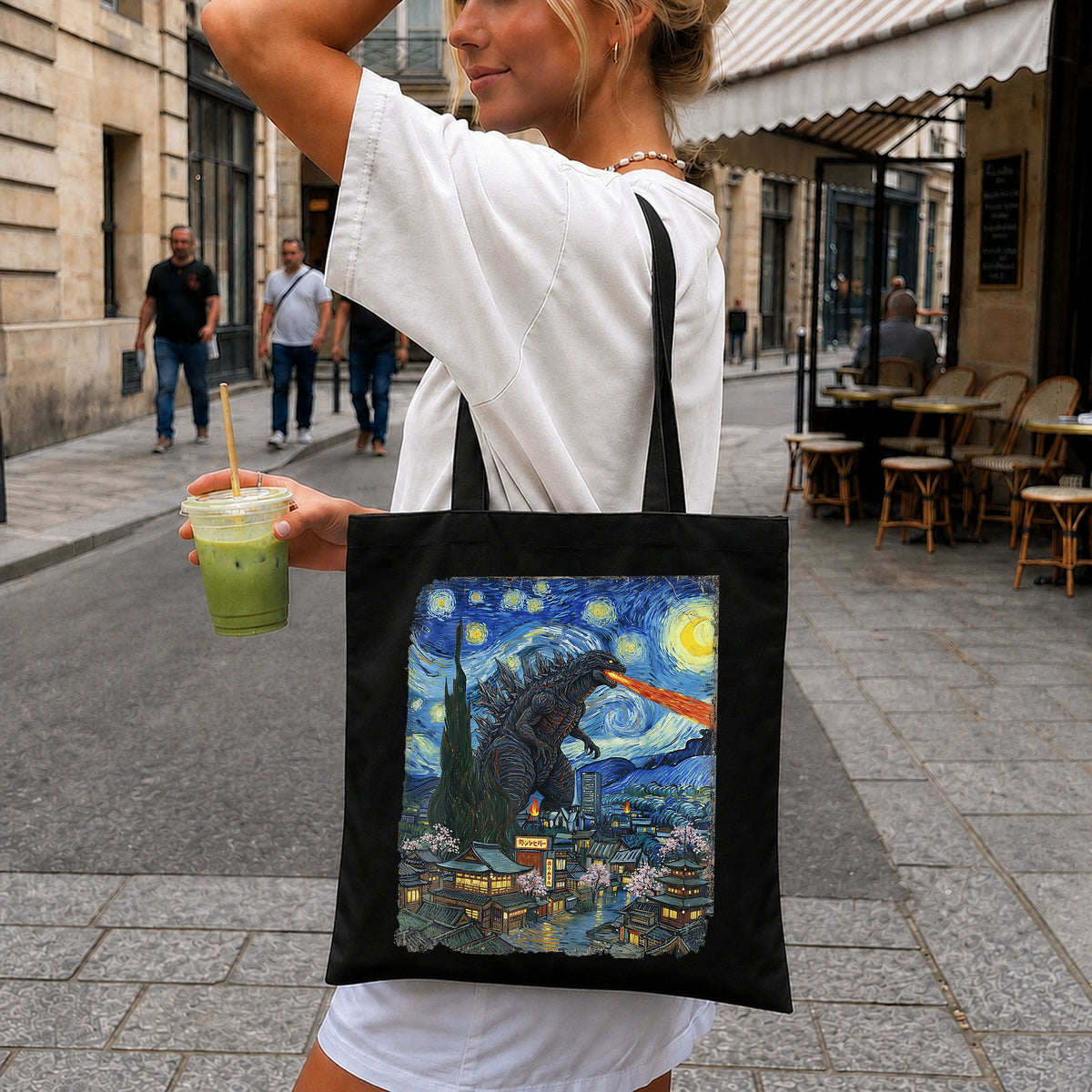 Godzilla Starry Night Van Gogh Japanese City PNG