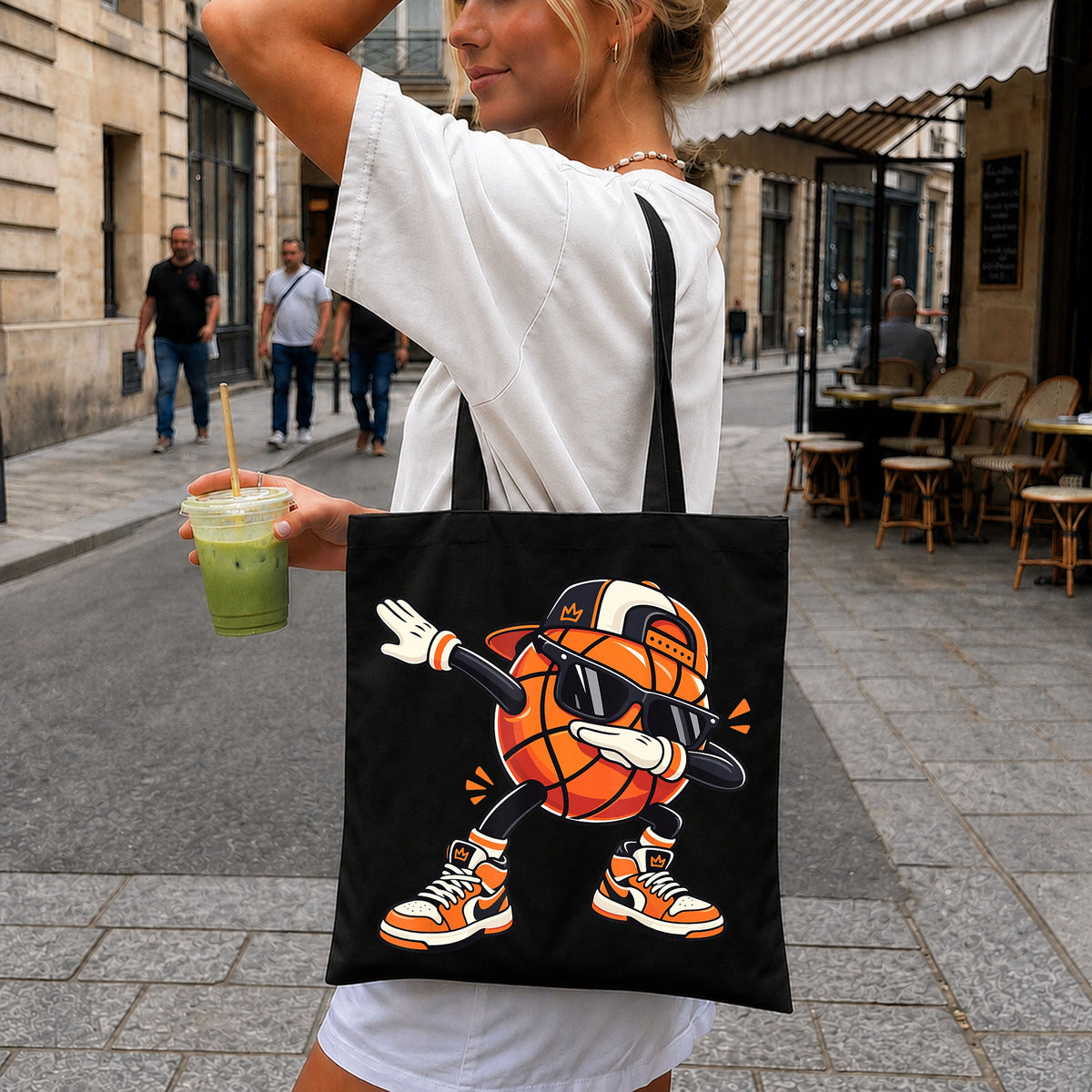 Dabbing Basketball Character Sunglasses Sneakers PNG