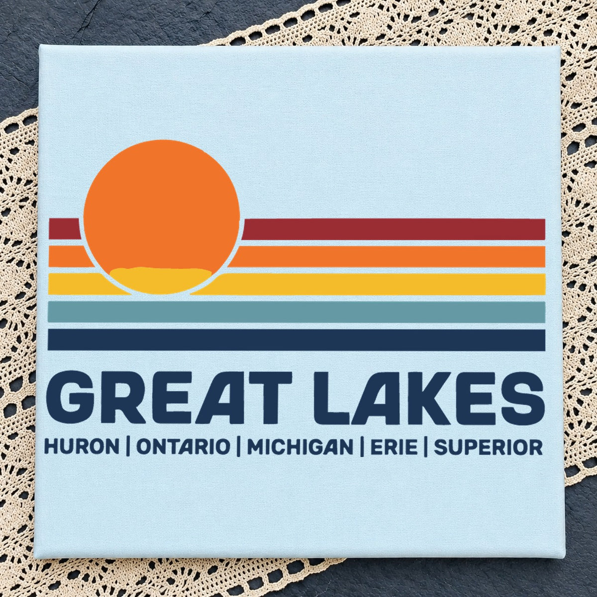 Great Lakes SVG, Retro Sunset Vinyl Clipart Design