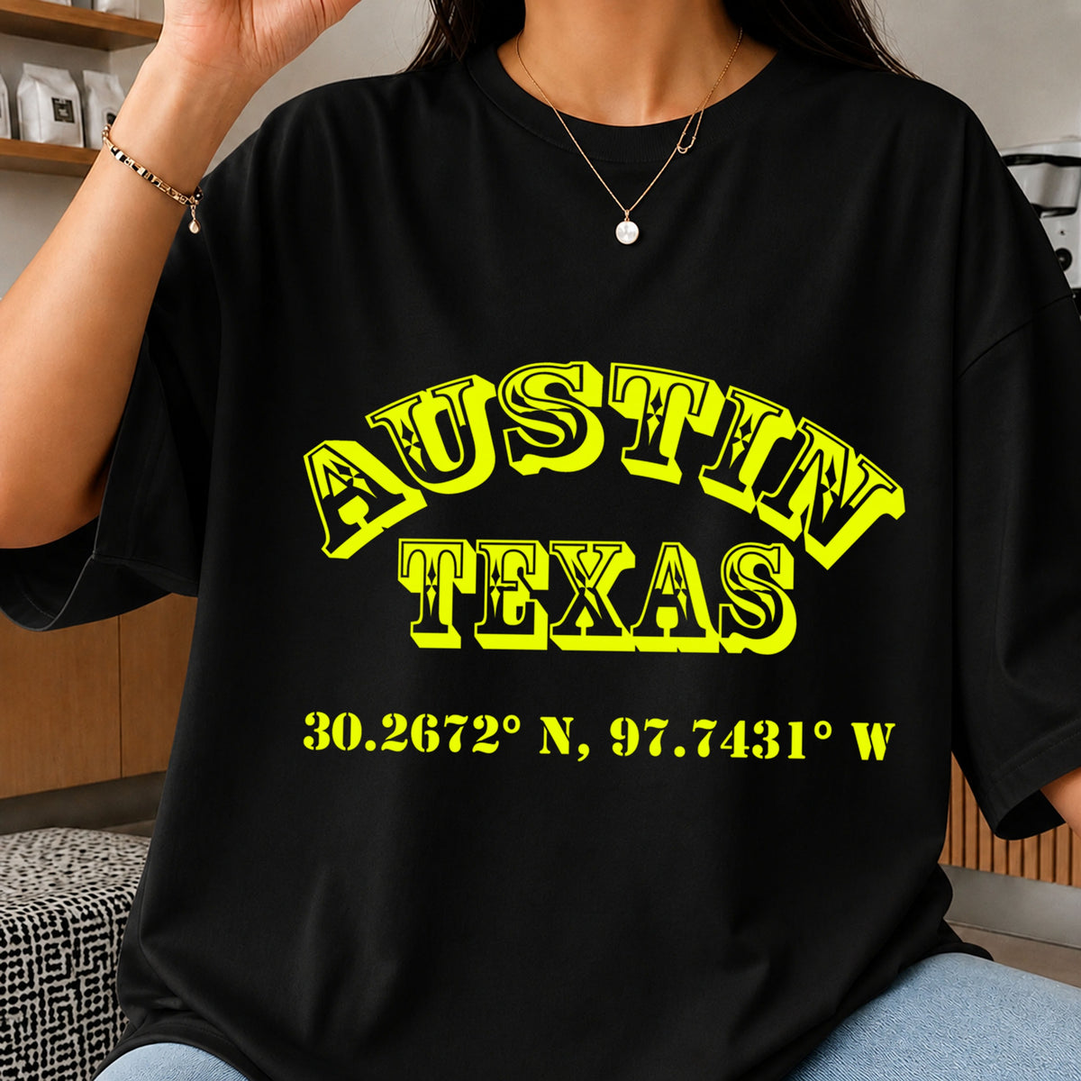 Austin Texas PNG, Texas Coordinates Shirt Design, Texas PNG