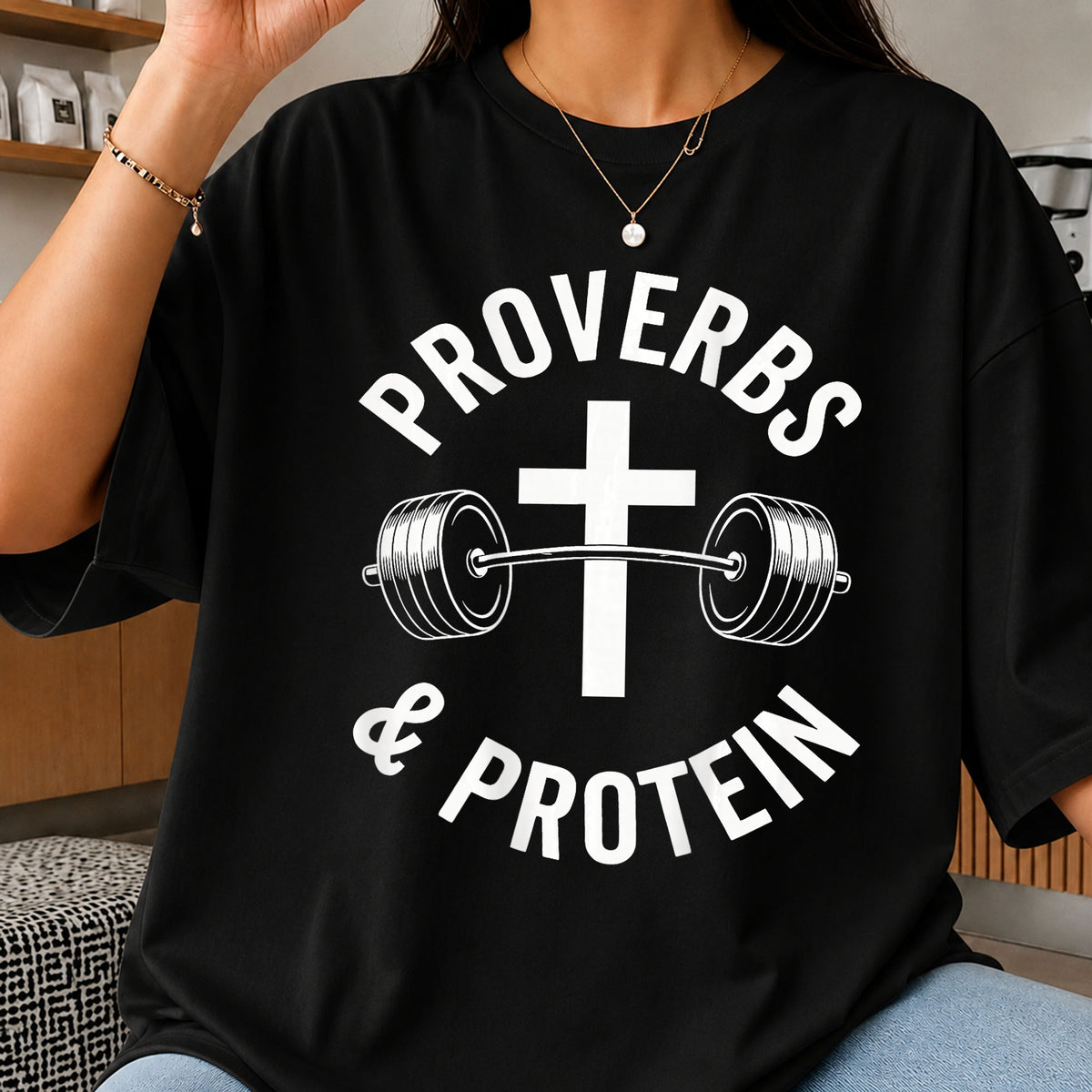 Proverbs And Protein PNG, Christian Gym Shirt, Workout Faith PNG