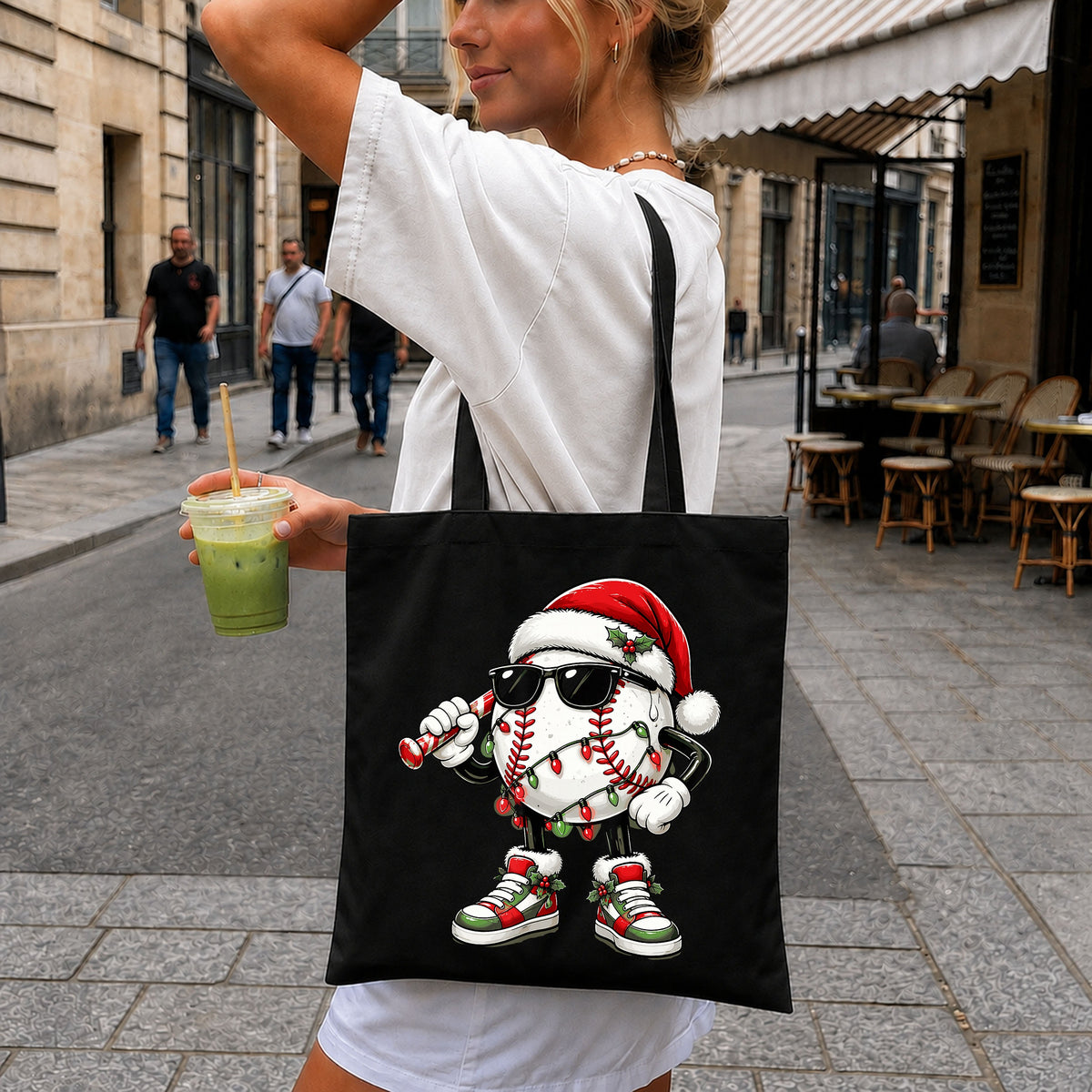 Christmas Baseball Character Santa Hat Sunglasses PNG