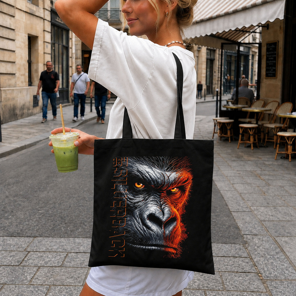 Fierce Gorilla Face Split Fire Shadow Warrior PNG